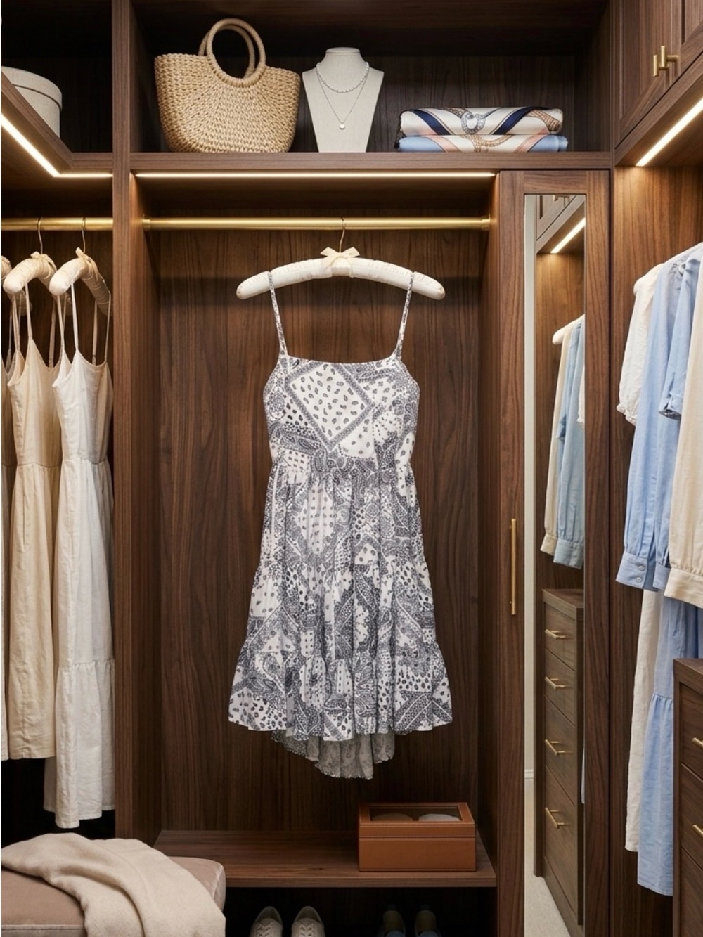 Sleeveless Black & White Paisley Tiered Sundress - Picture 2 of 6